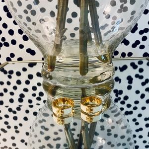 Tory Burch Miller Stud Enamel Hoop Earrings